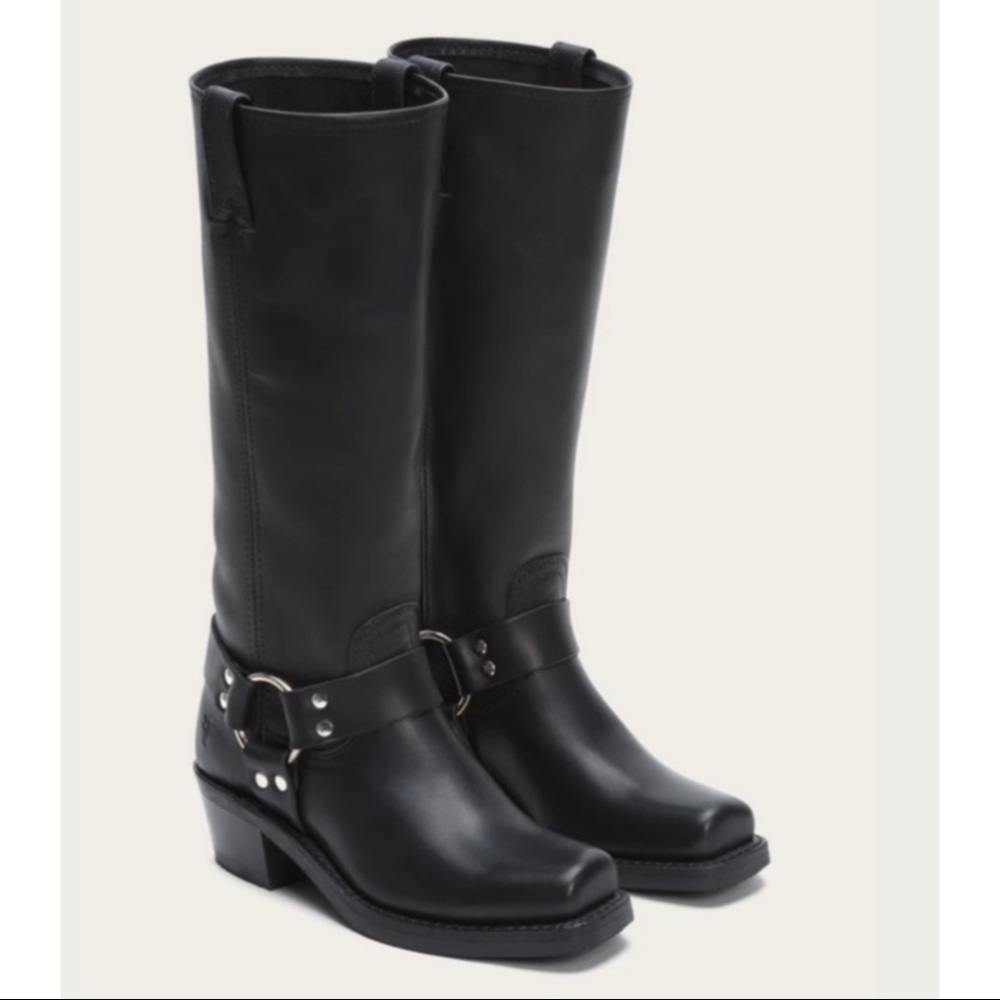 FRYE Harness 15R Tall Black Leather Boots